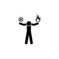 man with fire snowflake icon. Element of super power icon for mobile concept and web apps. Pictogram man with fire snowflake icon