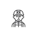 Man firefighter avatar character line icon