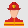 Man firefighter avatar vector illustration in flat style