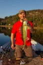 Man Fishing Holding Walleye