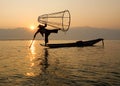 A man fishing on Inlay lake in Shan, Myanmar