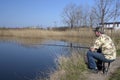 Man fishing at lake Royalty Free Stock Photo