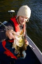 Man Fishing For Largemouth Bass in Cold Weather Royalty Free Stock Photo