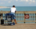 Man on fishing pier Royalty Free Stock Photo