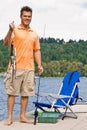 Man fishing in pier Royalty Free Stock Photo