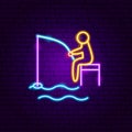 Man Fishing Pier Neon Sign Royalty Free Stock Photo