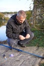 Man fishing in a pond