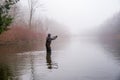 Man fishing in a river Royalty Free Stock Photo