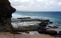 Man fishing on the rocks Royalty Free Stock Photo