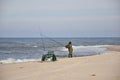 Man fishing in sea