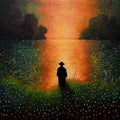 Sunset Portrait: A Pointillist Landscape By Robin Moline