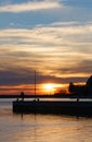 Man Fishing during a Winter Sunset at Sistiana Bay Royalty Free Stock Photo