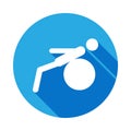 man on fitness ball icon with long shadow. Element of sport icon with long shadow.Signs and symbols collection icon for websites,