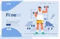 Man Fitness Training in Gym Landing Page Template. Characters Exercising with Professional Equipment Doing Workout with Weight Royalty Free Stock Photo