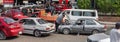 Man fixing broken car on the streets of Cairo Egypt