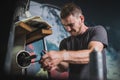 Man fixing an outboard engine Royalty Free Stock Photo