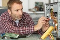 man fixing pc computer Royalty Free Stock Photo