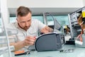 Man fixing a printer Royalty Free Stock Photo