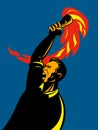 Man with flaming torch