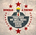 Man flat icon with Donald Trump quote