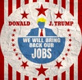 Man flat icon with Donald Trump quote