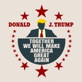 Man flat icon with Donald Trump quote