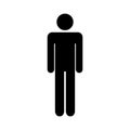Man flat icon standing silhouette. Male sign, silhouette, symbol, person vector isolated on white Royalty Free Stock Photo