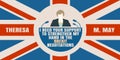 Man flat icon with Theresa May quote