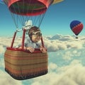 Man flies with hot air balloon