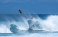 A man flies off surfboard Royalty Free Stock Photo