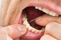 Man flossing teeth Royalty Free Stock Photo