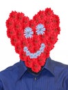 Man with flower heart head Royalty Free Stock Photo