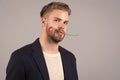 Man with flower in mouth, 8 march Royalty Free Stock Photo