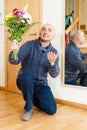 Man with flowers. Royalty Free Stock Photo