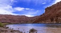 Man Fly Fishing on the Colorado river at Lees Ferry, AZ Royalty Free Stock Photo