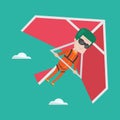 Man flying on hang-glider vector illustration.