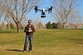 Man Flying a High-Tech Camera Drone
