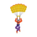 Man flying with parachute, skydiving concept - flat vector illustration isolated on white background.