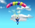 Man flying with the parachute