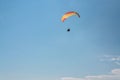 man flying on paraglider blue sky on background Ukraine Crimea