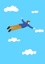 man flying freedom in the sky, vector illustration concept graphic charactor. Royalty Free Stock Photo