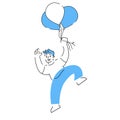 Man flying with Toy balloon. Royalty Free Stock Photo