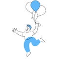 Man flying with Toy balloon. Party and celebration Royalty Free Stock Photo