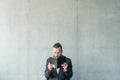 Man focused reading bookworm knowledge learning