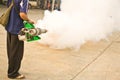 Man fogging chemical to anti mosquitos