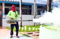 Man Fogging to prevent spread of dengue fever in thailand