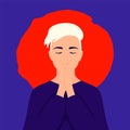 Man folded palms in prayer colorful illustration