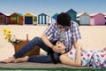 Man fondle his girlfriend at beach