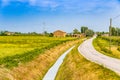 Man on foot on a country road Royalty Free Stock Photo