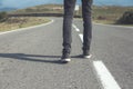 Man foot in road Royalty Free Stock Photo